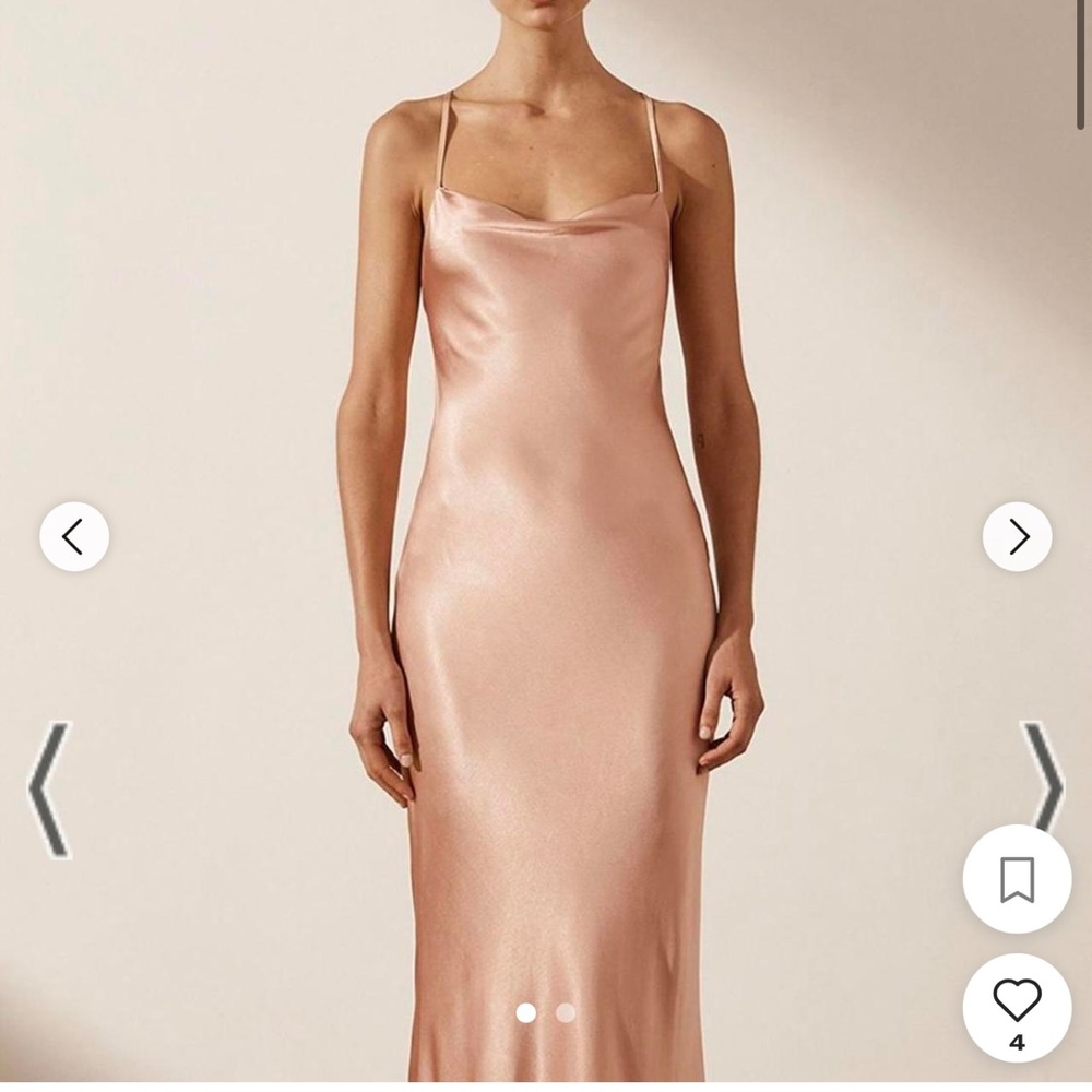 Shona Joy Midi Satin Dress in dusty Rose